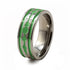 spoundwave spring green mens womens titanium ring
