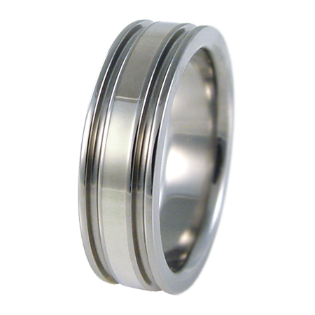 Abyss single Silver inlay-none-Titanium Rings