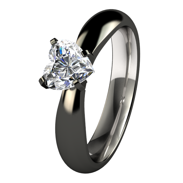 Aimee Heart Solitaire Titanium Ring