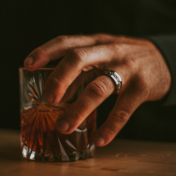 Amore Titanium ring with Silver Inlay