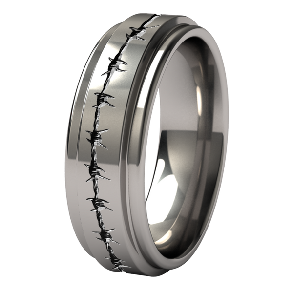 Aria with barb-wire carvings-none-Titanium Rings