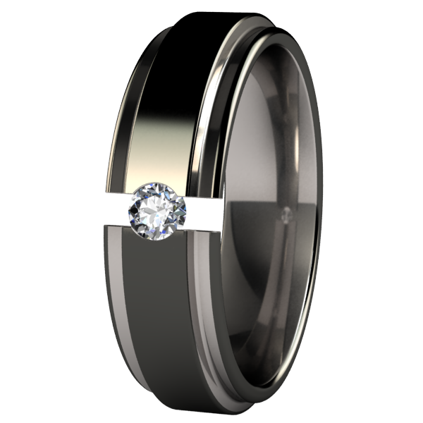 Aria Tension Set - Black Two Toned-none-Titanium Rings