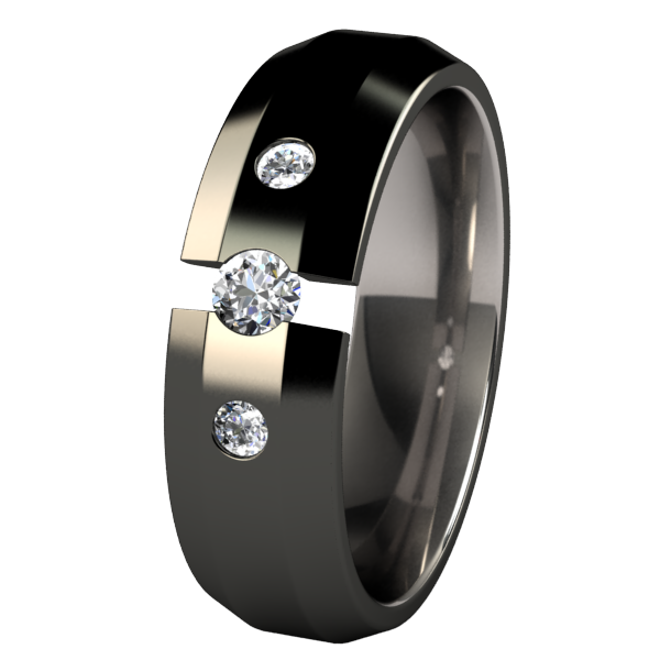 Ascent Tension Set with Side Stones - Black-none-Titanium Rings