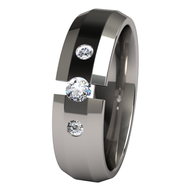 Ascent Past-Present-Future Tension Set with Side Stones-none-Titanium Rings