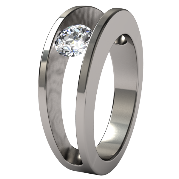 Atom Round Solitaire Gem-none-Titanium Rings