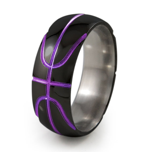Black Basketball Titanium Ring-Ring-Titanium Rings