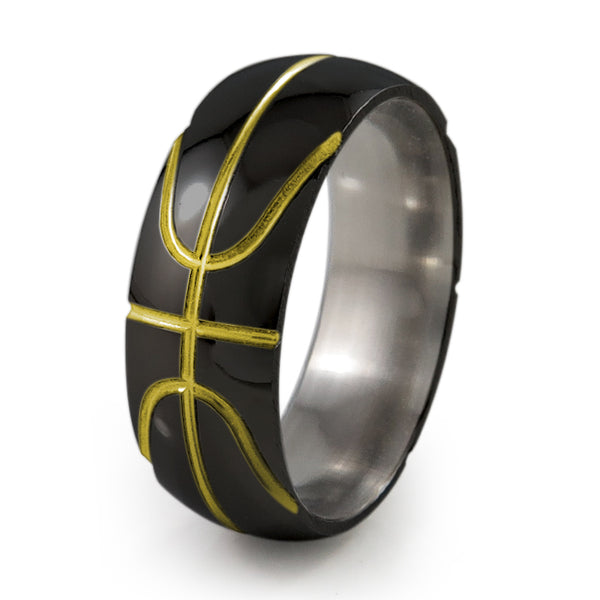 Black Basketball Titanium Ring-Ring-Titanium Rings