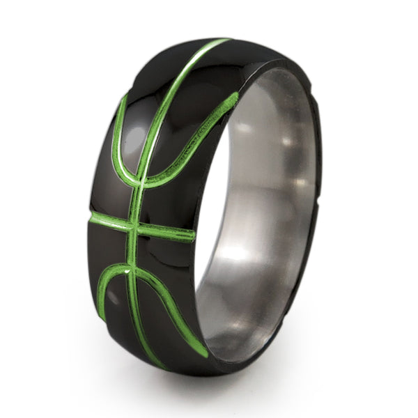 Black Basketball Titanium Ring-Ring-Titanium Rings