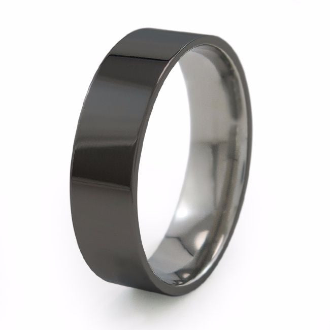 Titanium ring top mens wedding band
