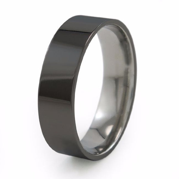 Black Titanium Ring. Mens Thin Black Titanium Wedding Band. 