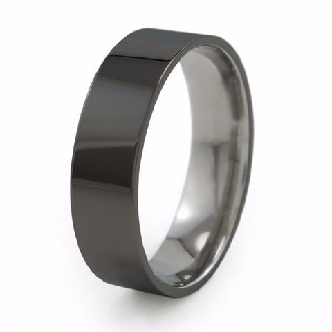 Men Ring Made With Black Diamond, Beveled With Platinum Inlay. Polished Or  Matt Finish - Elysium Hope