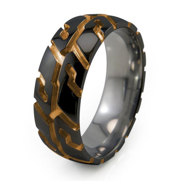 Tire Tread | Black Titanium Rings