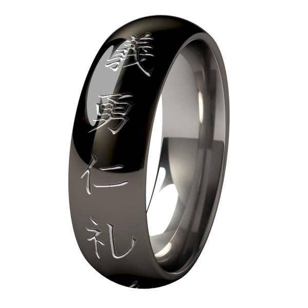 Bushido - Black Two Toned-none-Titanium Rings
