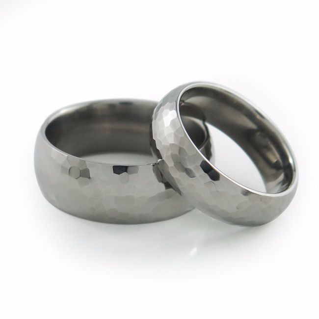 Hammered titanium hotsell wedding band