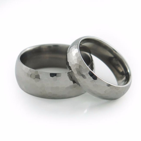 Mens or ladies hammered finish titanium wedding band