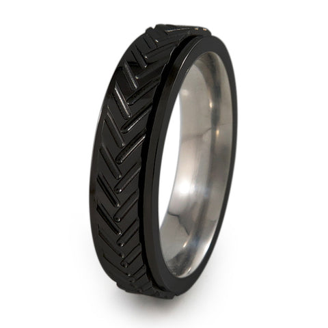Chevrons Fidget Ring |  All Black + Colors