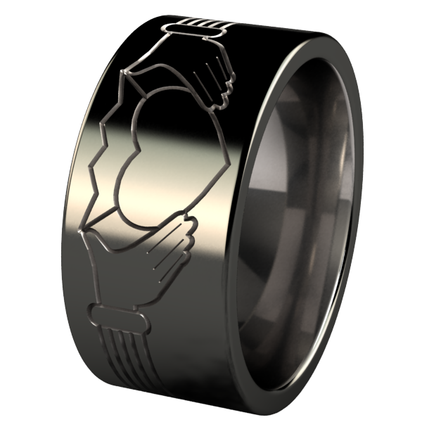 Claddagh - Black Two Toned-none-Titanium Rings