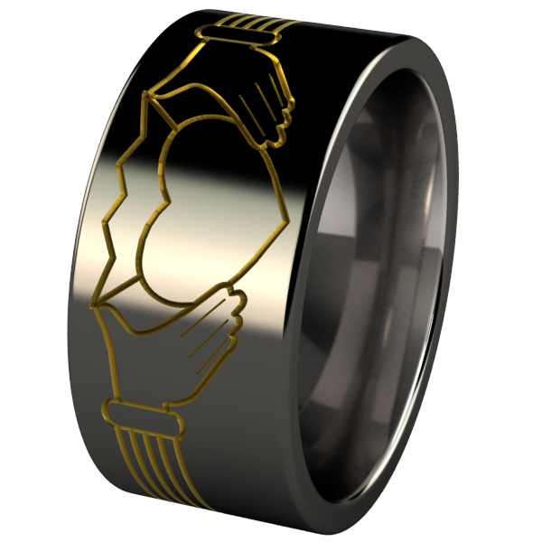 Claddagh Black and Colored-none-Titanium Rings