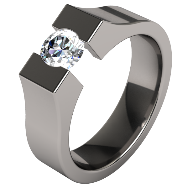 Comet Round Solitaire Gem-none-Titanium Rings