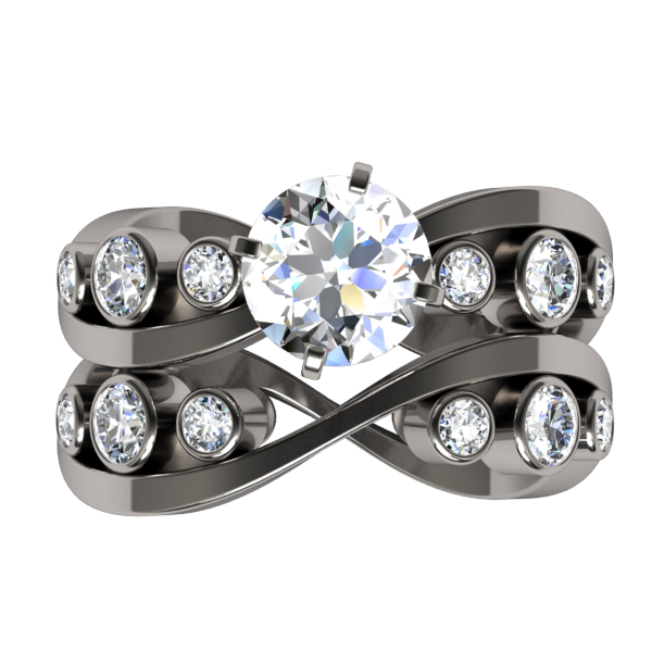 Cosine Diamond-none-Titanium Rings