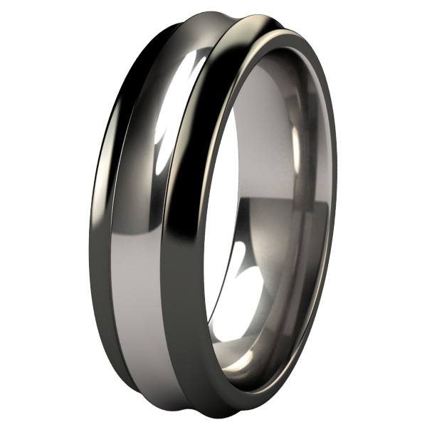 Crest - Black Two Toned-none-Titanium Rings