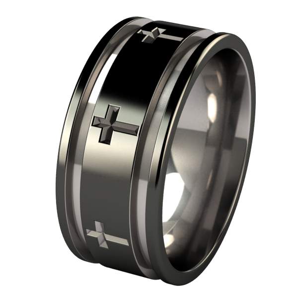 Crusader - Black Two Toned-none-Titanium Rings