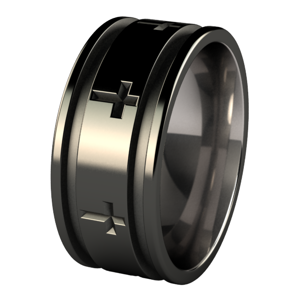 Crusader - Black-none-Titanium Rings