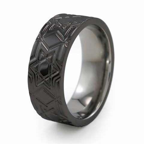 Magen David - Black Titanium Ring