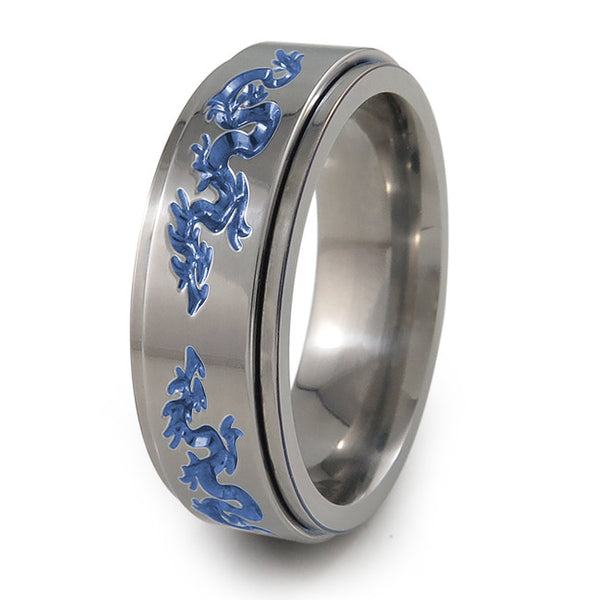 Dragon titanium fidget spinner ring