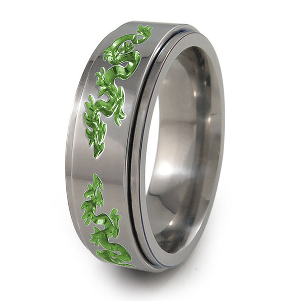 Dragon titanium fidget spinner ring