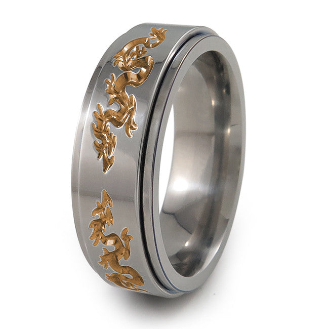 Dragons Fidget Spinner Ring- Titanium Fidget ring Titanium Rings