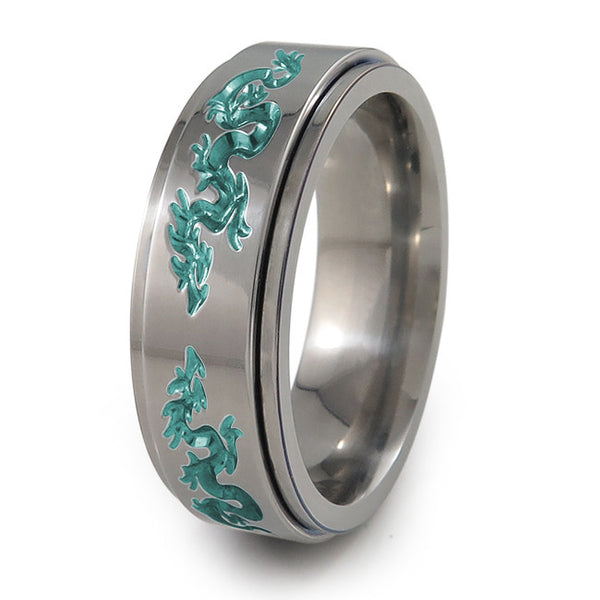 Dragon titanium fidget spinner ring