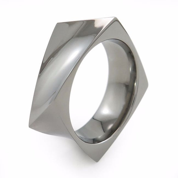 Square, contemporary, unique titanium ring. Quaddra Titanium Ring