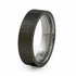 Contemporary black titanium ring with textured lines. Unisex titanium ring