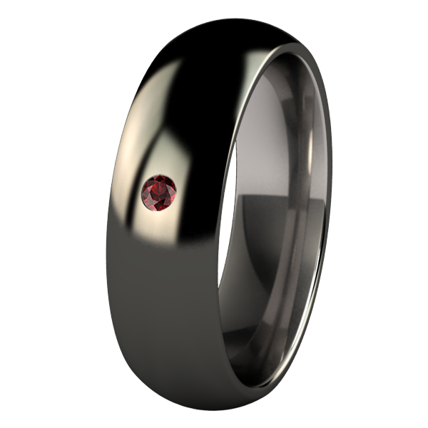 Custom Eclipse - black with 2mm inset red garnet-none-Titanium Rings
