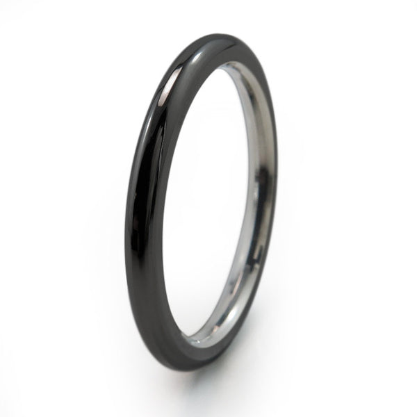 Stackable Titanium Rings in natural titanium or black.  Thin elegant rings you can mix and match for different looks.