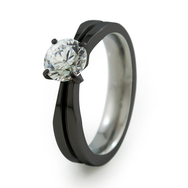 Black titanium engagement rings discount
