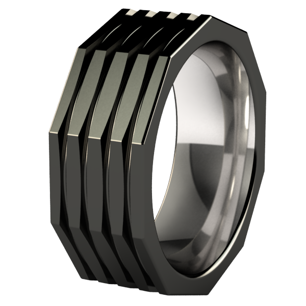 Kompressor Faceted - Black-none-Titanium Rings