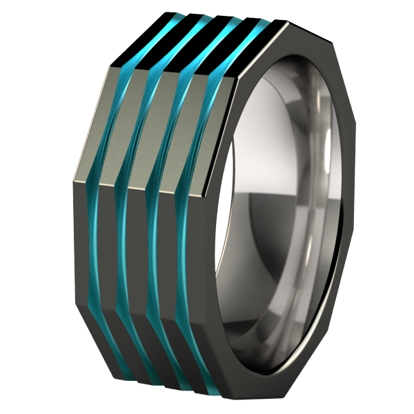 Kompressor Faceted - Black & Colored-none-Titanium Rings