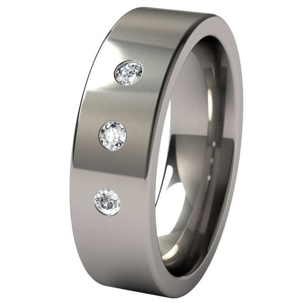 Facia Inset Triple 2mm Gems-none-Titanium Rings
