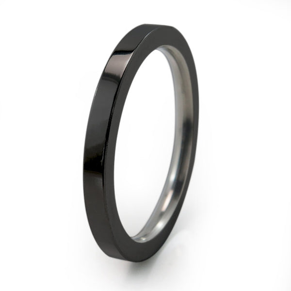 Stackable Titanium Rings in natural titanium or black.  Thin elegant rings you can mix and match for different looks.