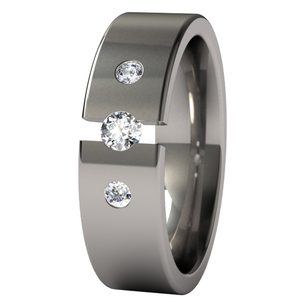 Facia Past-Present-Future Tension Set with Side Stones-none-Titanium Rings