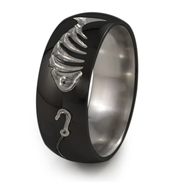Fishermans Black Titanium Ring-Ring - Template 21-Titanium Rings