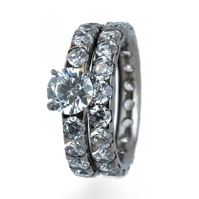 Full Eternity Titanium Ring Set | Titanium Rings | Titanium Rings
