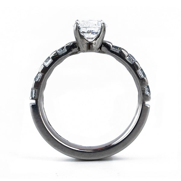 Half Eternity Titanium Ring with Prong Setting-Ring - Template 17-Titanium Rings