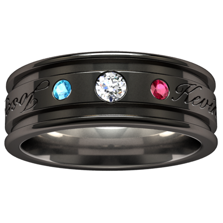 Custom Abyss black - outside engraving-none-Titanium Rings