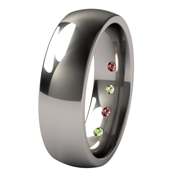 Custom Lunar Eclipse with 4 inside inset gems-none-Titanium Rings