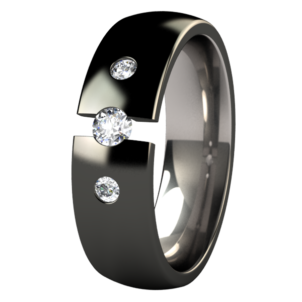 Lunar Tension Set with Side Stones - Black-none-Titanium Rings