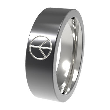 Peace Symbol - black 2 tone-none-Titanium Rings