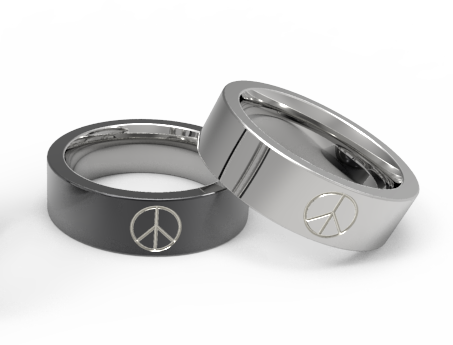 Peace Symbol - black 2 tone-none-Titanium Rings